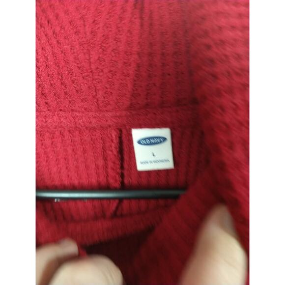 Old Navy Woman L Sweater Turtleneck Red Waffle Knit Pullover Casual Cabin Core - Picture 4 of 8